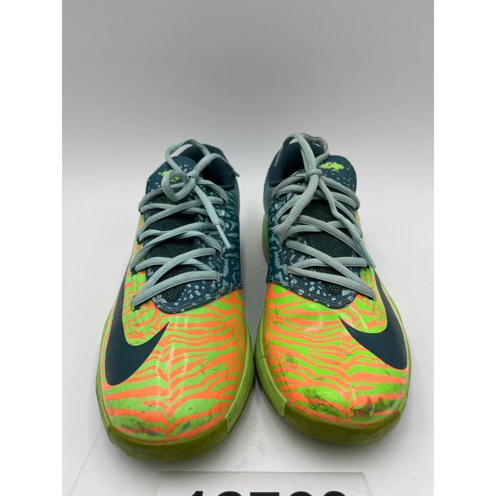 Nike KD VI 6 599477-302 Sneakers Boys 6Y Green Orange Tiger Athletic Shoes